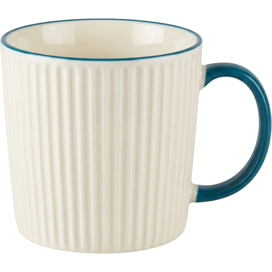 Modha Ribbed Porcelain Mug 420 ml Cream and Teal